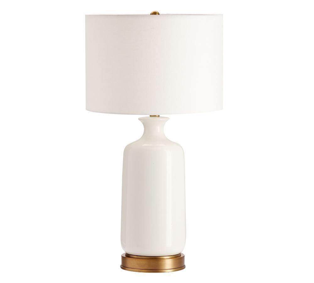 Emilie 26&amp;quot; Ceramic Table Lamp with USB Base, Ivory | Pottery Barn (US)