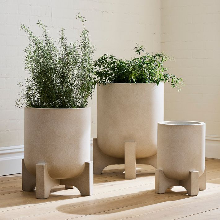 Cady Cradled Ficonstone Indoor/Outdoor Planters | West Elm CA