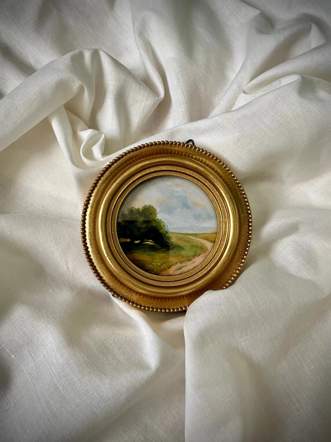 Small Landscape Oil Painting, Framed Vintage Style Art Print, Gold Frame Tiny Landscape & Scenery... | Etsy (US)