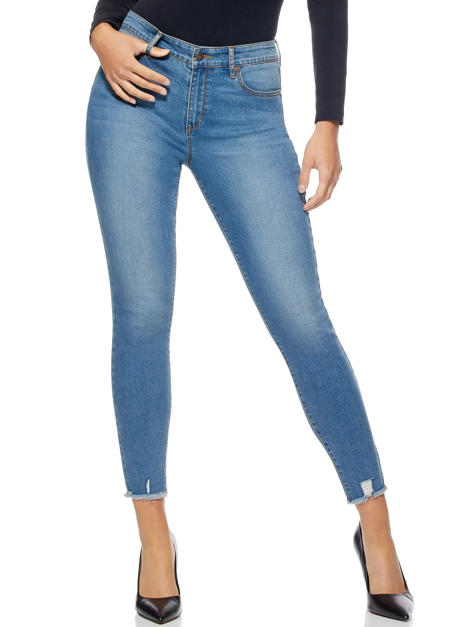 Sofia Jeans by Sofia Vergara Women's Rosa Curvy Ripped High-Rise Ankle Jeans | Walmart (US)