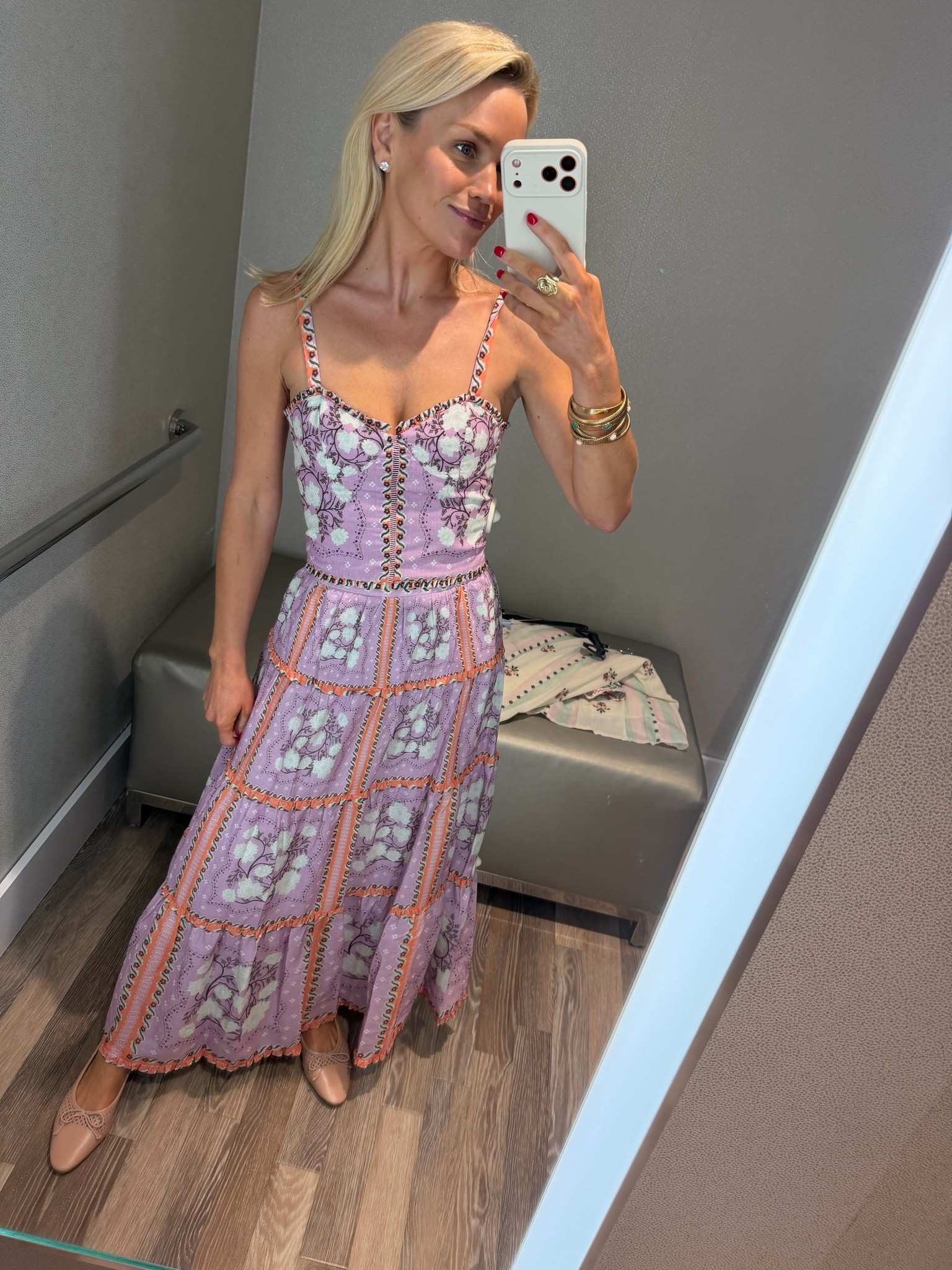 Aqua designed by agua bendita Bloomingdales collaboration 
Tiered maxi skirt paired with a bustier tank top

#LTKTravel #LTKgrwm #LTKootd