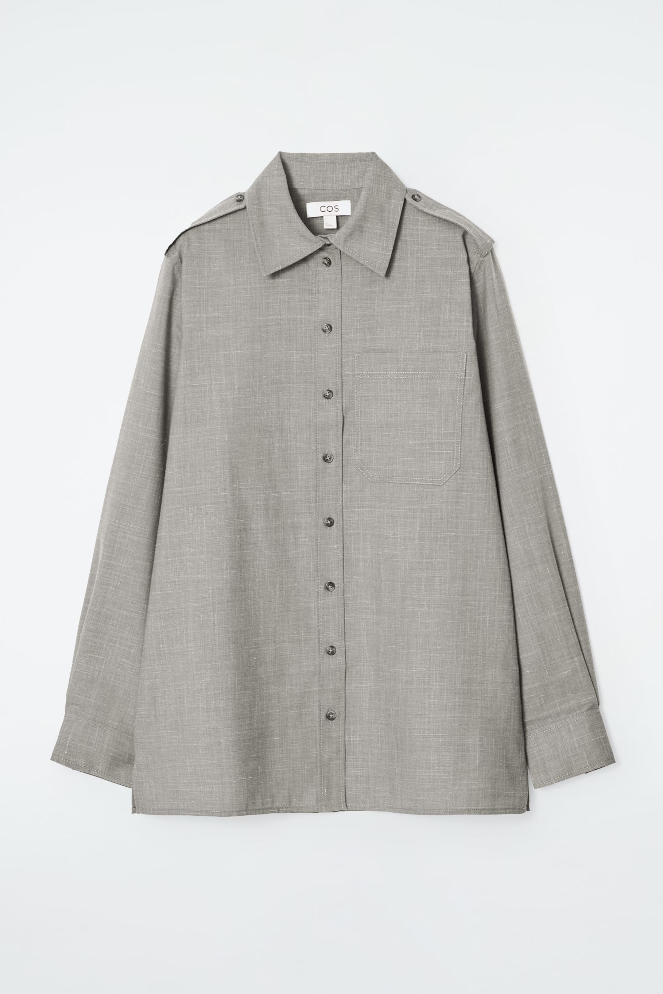 REGULAR EPAULET-DETAIL WOOL SHIRT - LIGHT BROWN | COS (EU)