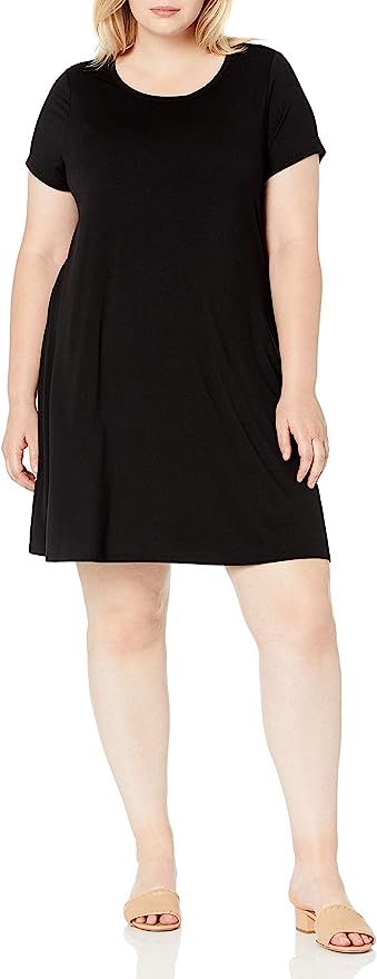 Amazon Essentials Women's Plus Size Short-Sleeve Scoopneck Swing Dress | Amazon (US)