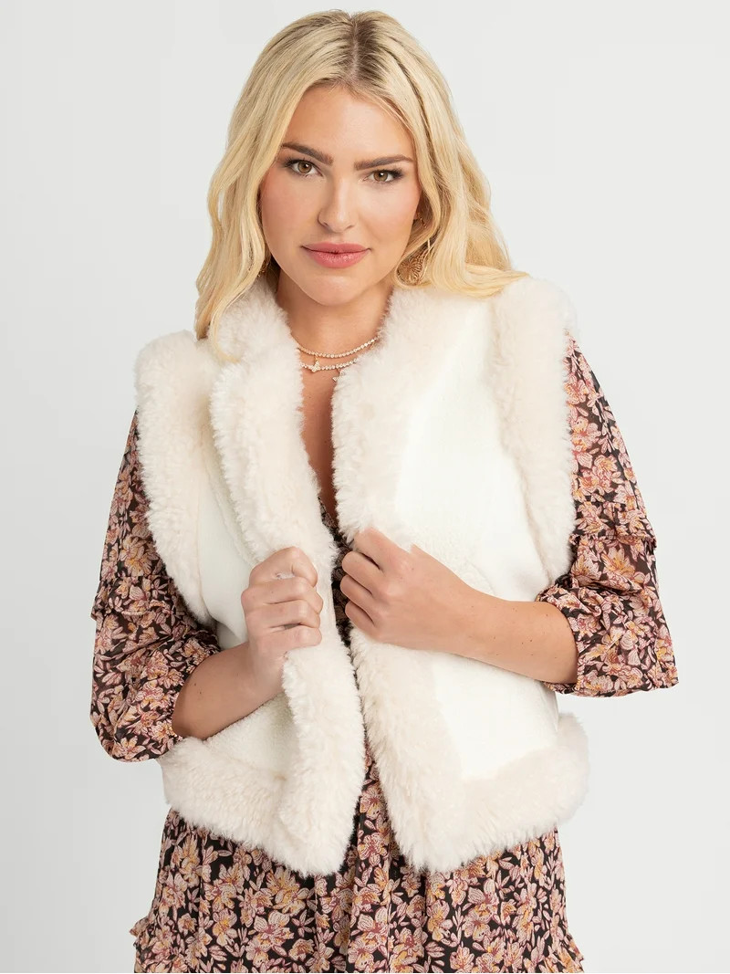 Jessica Simpson Women's Patchwork Faux Fur Vest, Sizes XS-XXL | Walmart (US)