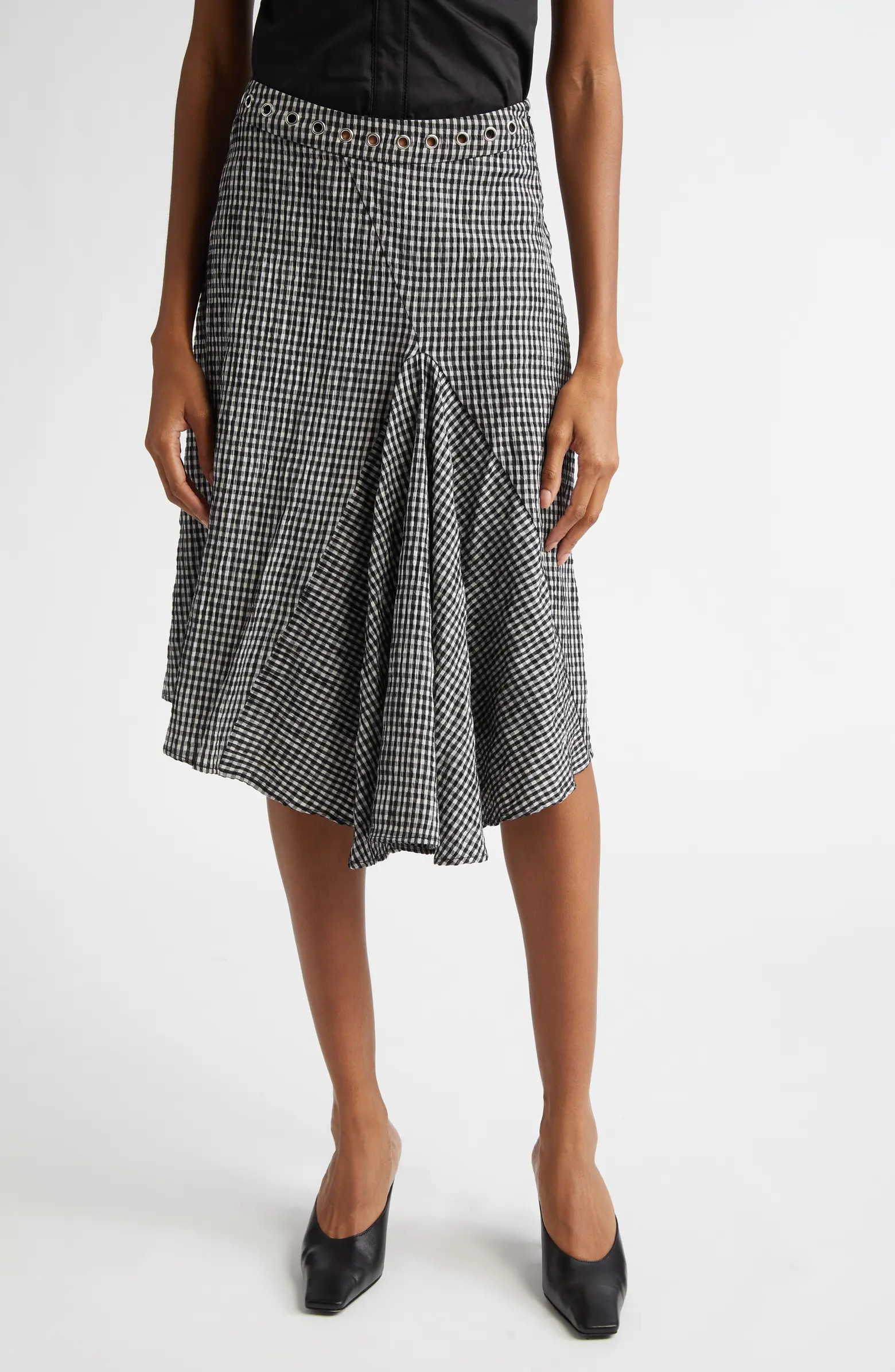 Miaou Mila Check Seersucker Midi Skirt | Nordstrom | Nordstrom