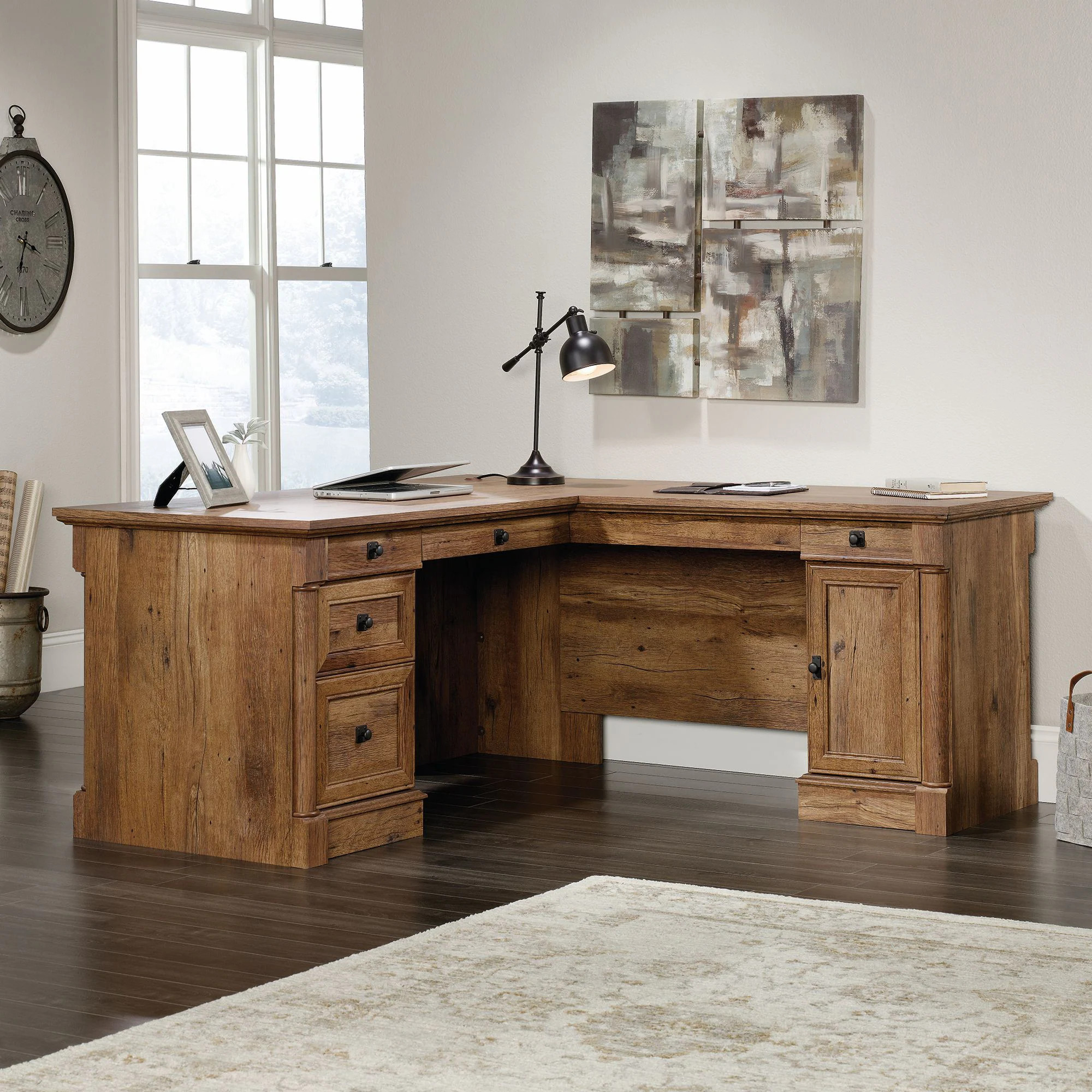 Sauder Palladia L Desk Vintage Oak finish Large | 420606 | Lowe's