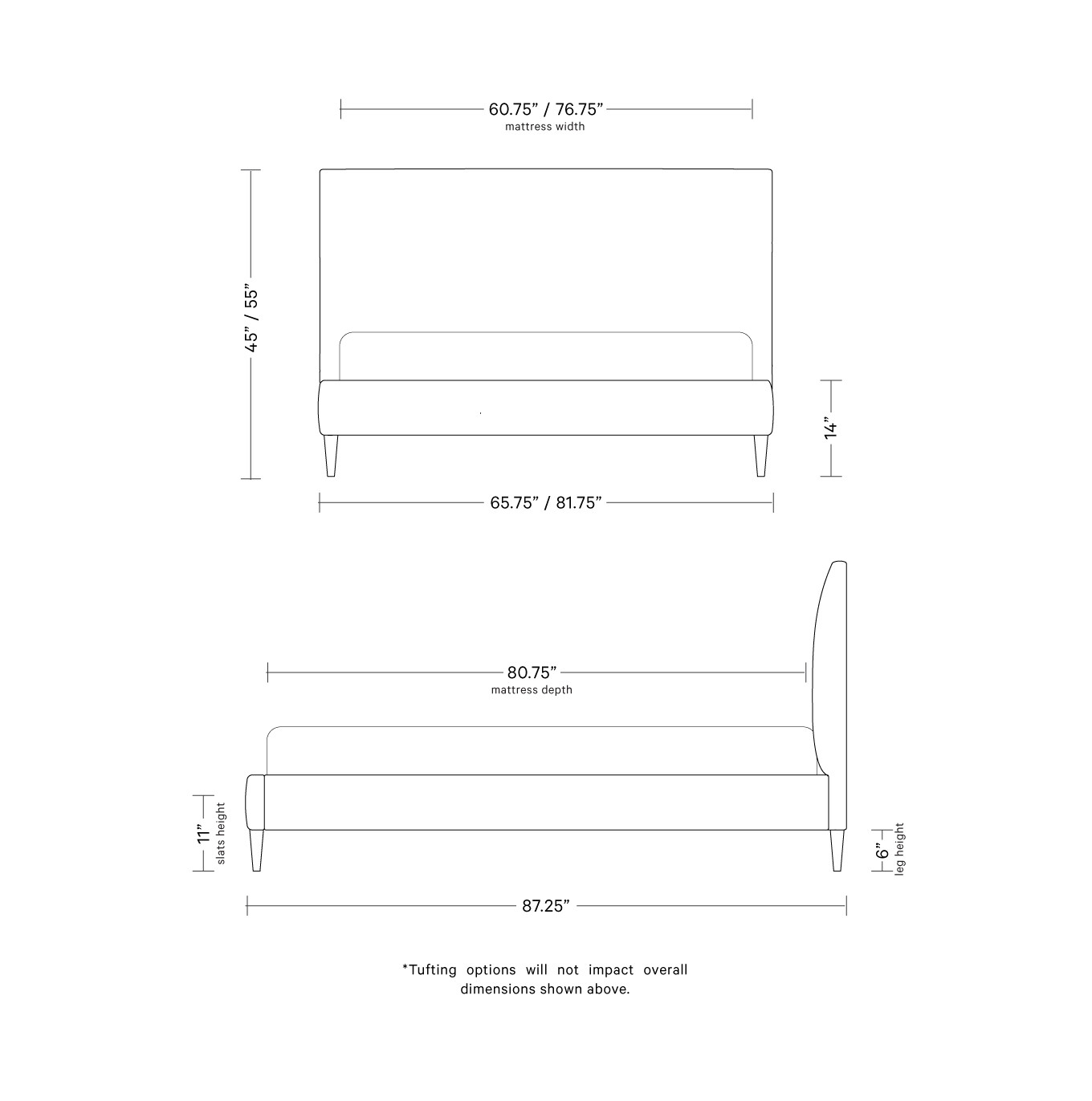 Lowen Upholstered Bed with Tufting Option | Interior Define