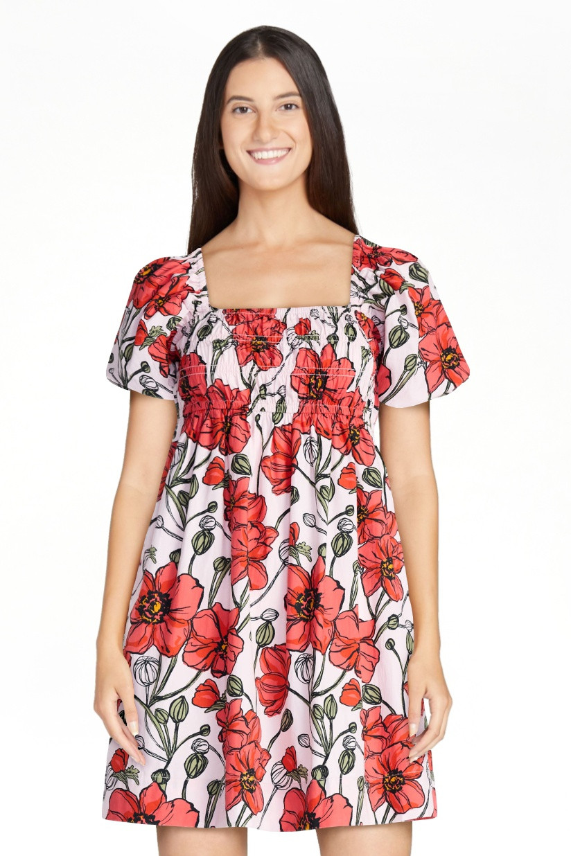 Free Assembly Women's and Women's Plus Puff Sleeve Peasant Mini Dress, Sizes XS to 4X | Walmart (US)