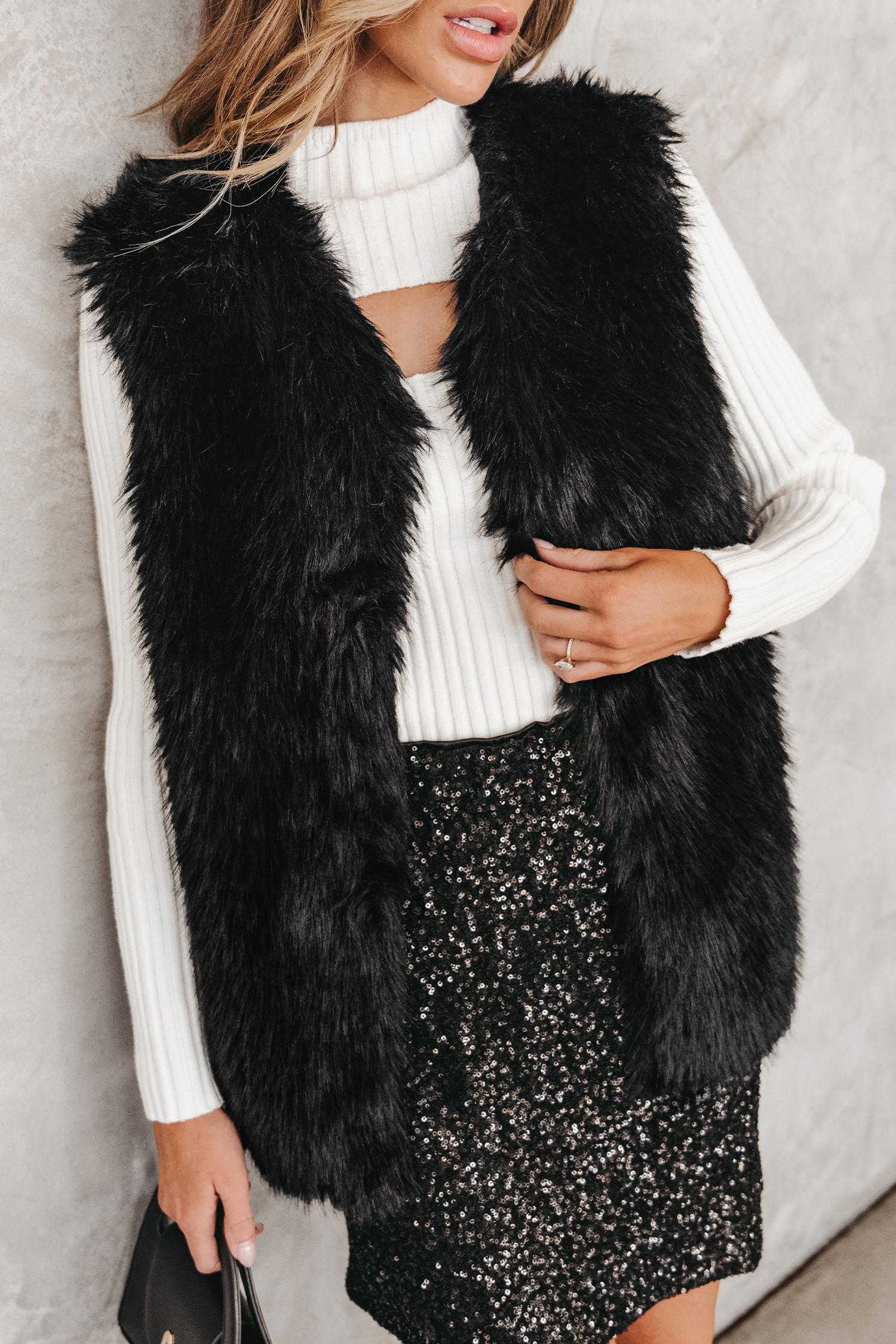 X Gabby Windey Bright Spark Faux Fur Shaggy Vest | Cupshe US