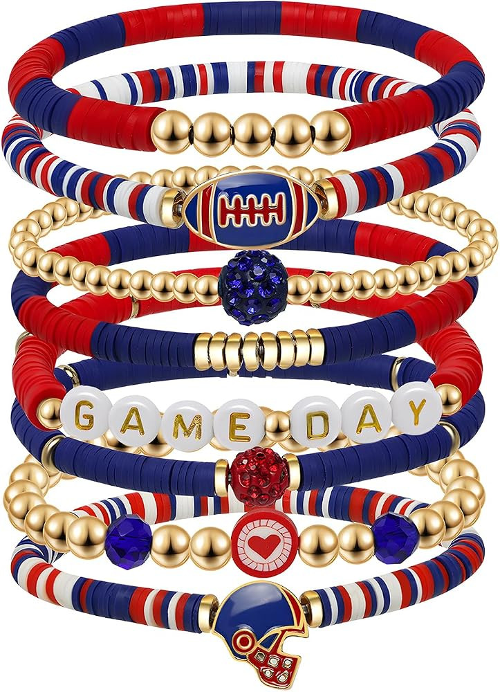 Artlunar Game Day Football Charm Bracelet: Stackable Sports Jewelry for Moms & Dads - Perfect for... | Amazon (US)