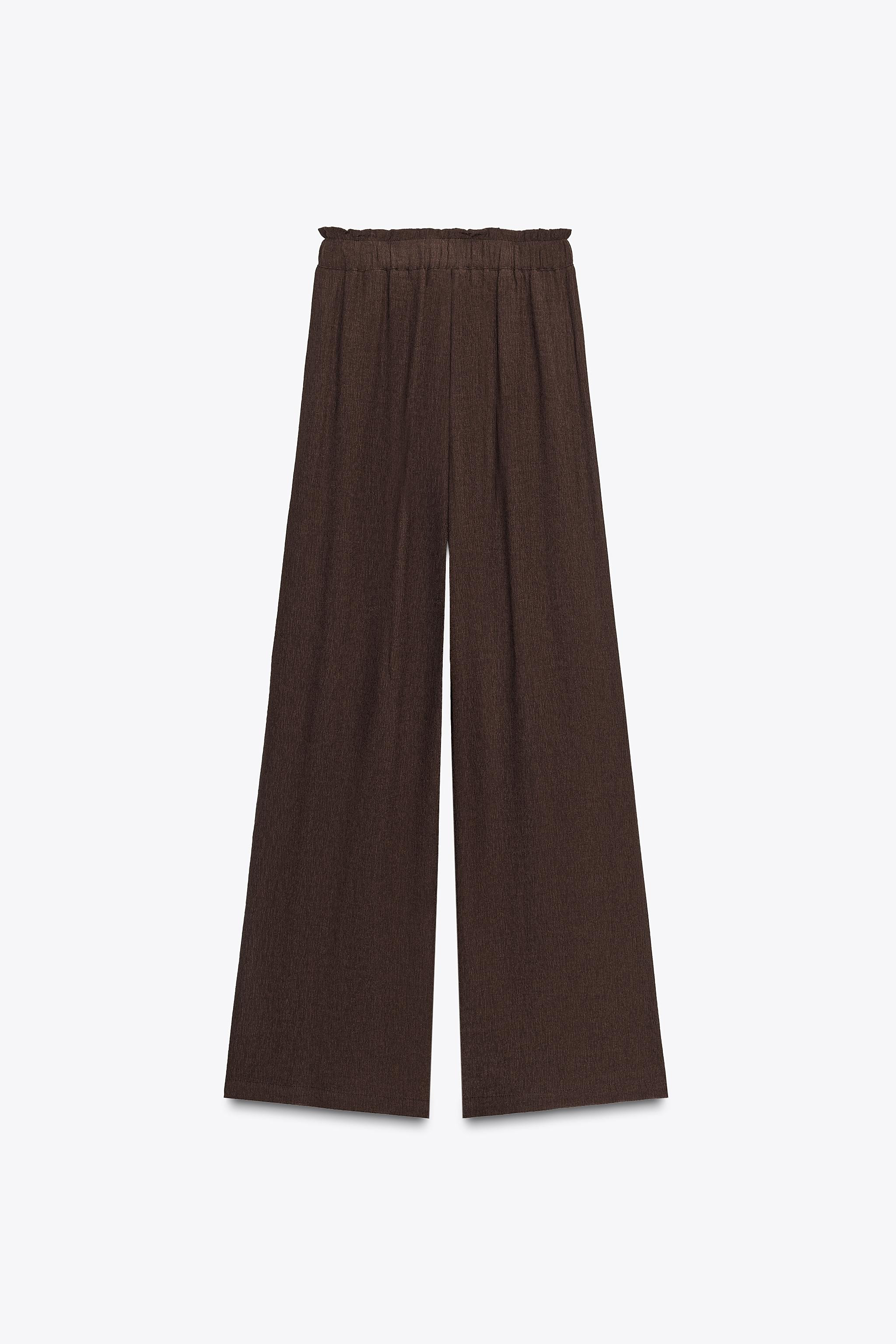 COTTON GAUZE WIDE LEG PANTS | Zara US