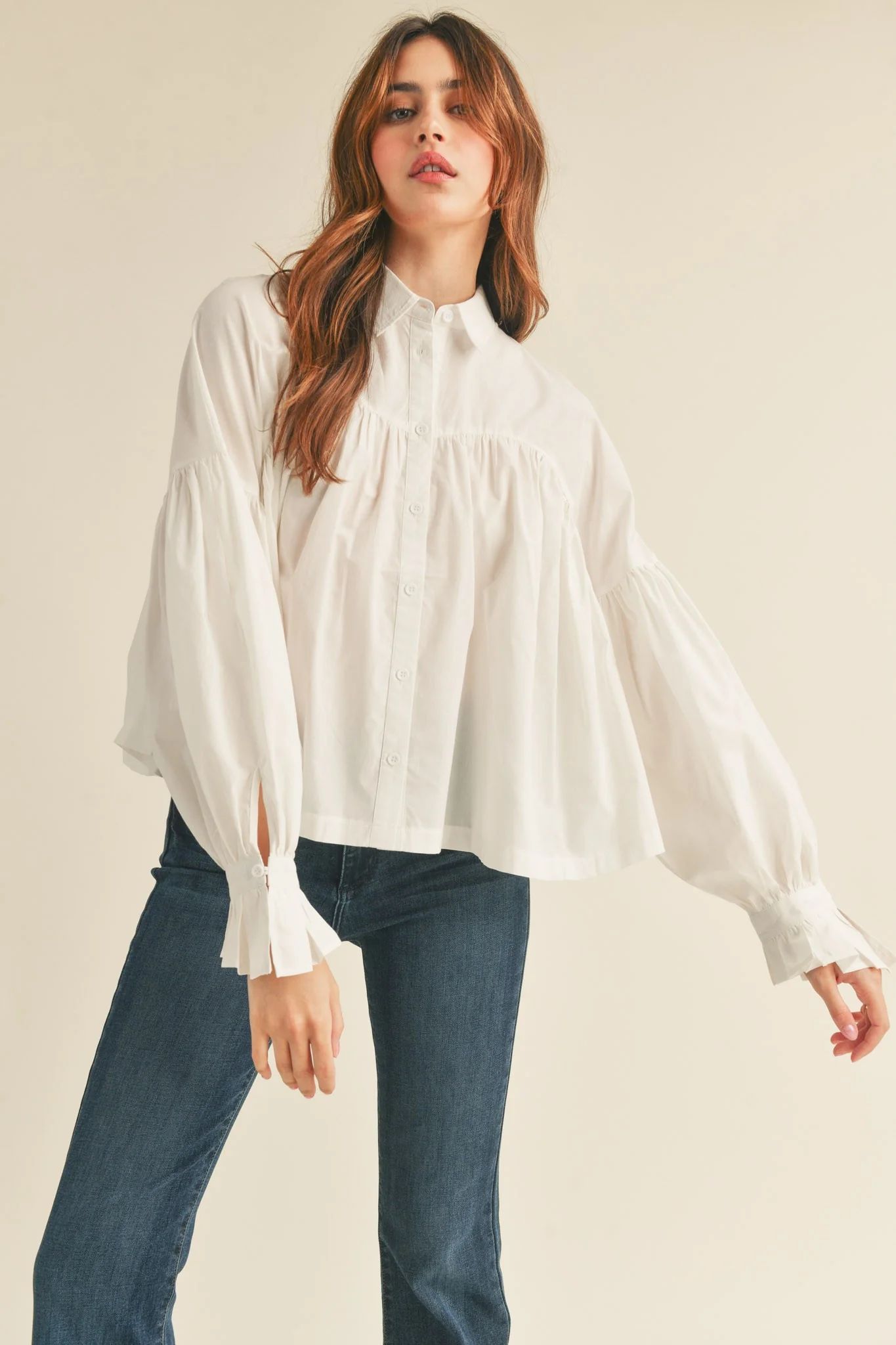Off White Button Down Babydoll Top | PinkBlush Maternity