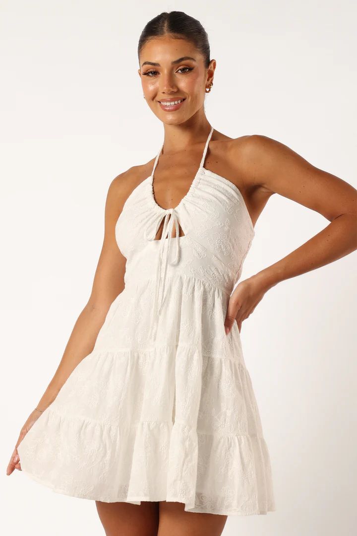 Rilie Halterneck Mini Dress - White | Petal & Pup (US)