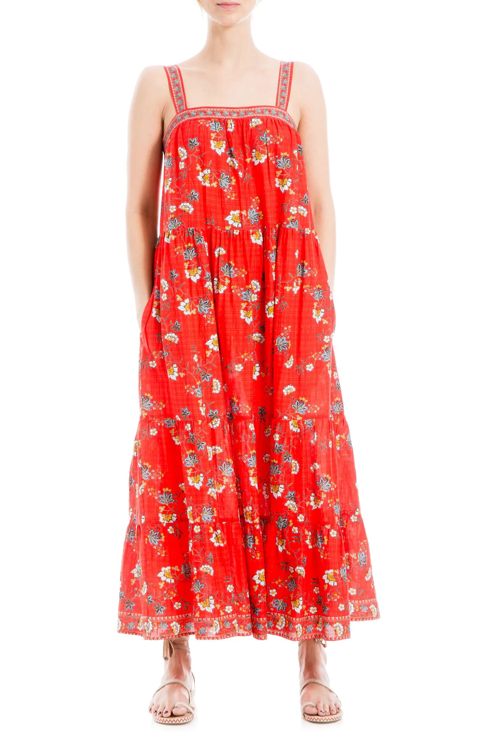 Floral Tiered Cotton Blend Maxi Dress | Nordstrom Rack