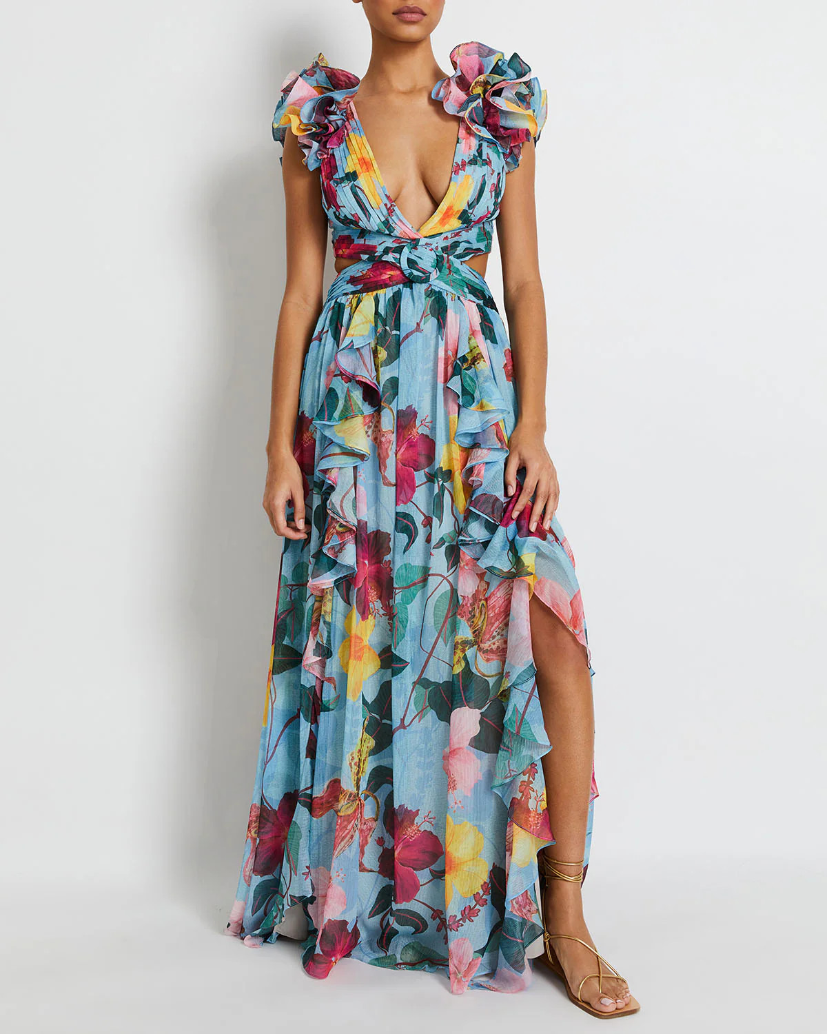 Hibiscus Flutter Sleeve Maxi Dress (FINAL SALE) | PatBO