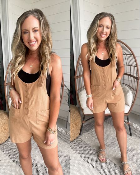 Amazon fashion amazon finds vacation outfit linen overalls adjustable straps size small 

#LTKunder50