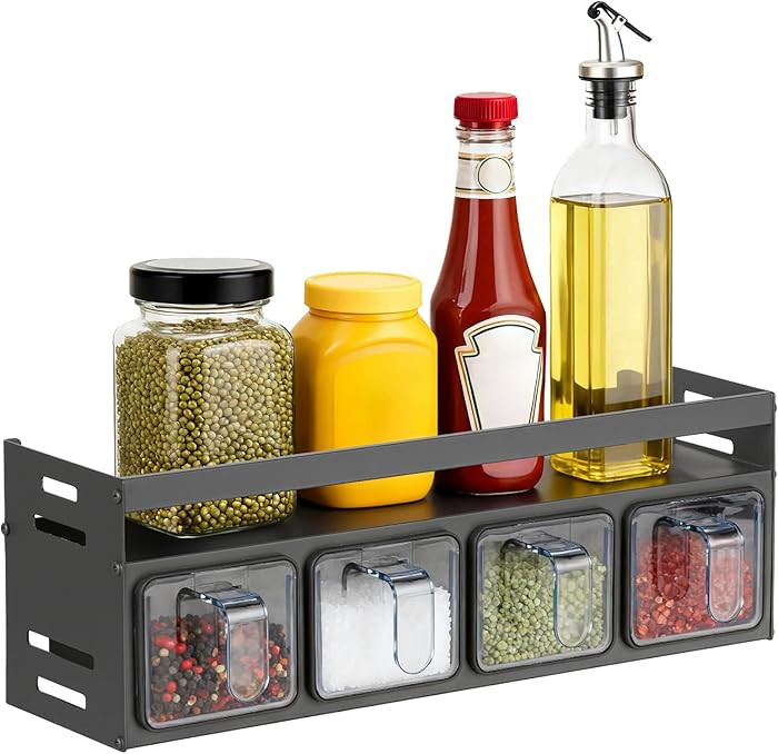 Kitchen Spice Rack, Kitchen Organizer and Storage Rack with 4 Spoons, Spice Organization for Cabi... | Amazon (US)