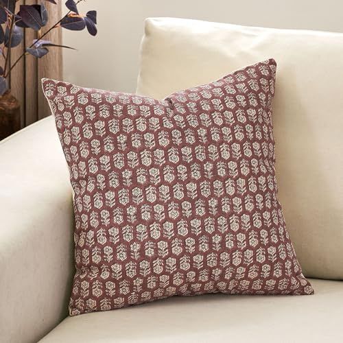 DOMVITUS Pillow Covers 20x20, Floral Pillow Covers, Couch Pillows for Living Room, Decorative Farmhouse Accent Print Throw Pillow Covers, 1PC, Rose Wine | Amazon (US)