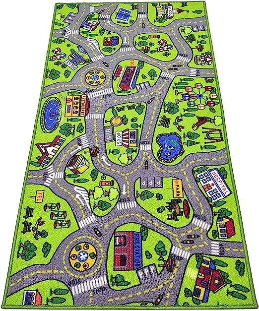 toyvelt Kids Playmat Car Rug -Educational Car Rugs for Kids Road and Traffic Carpet Multi Color P... | Amazon (US)