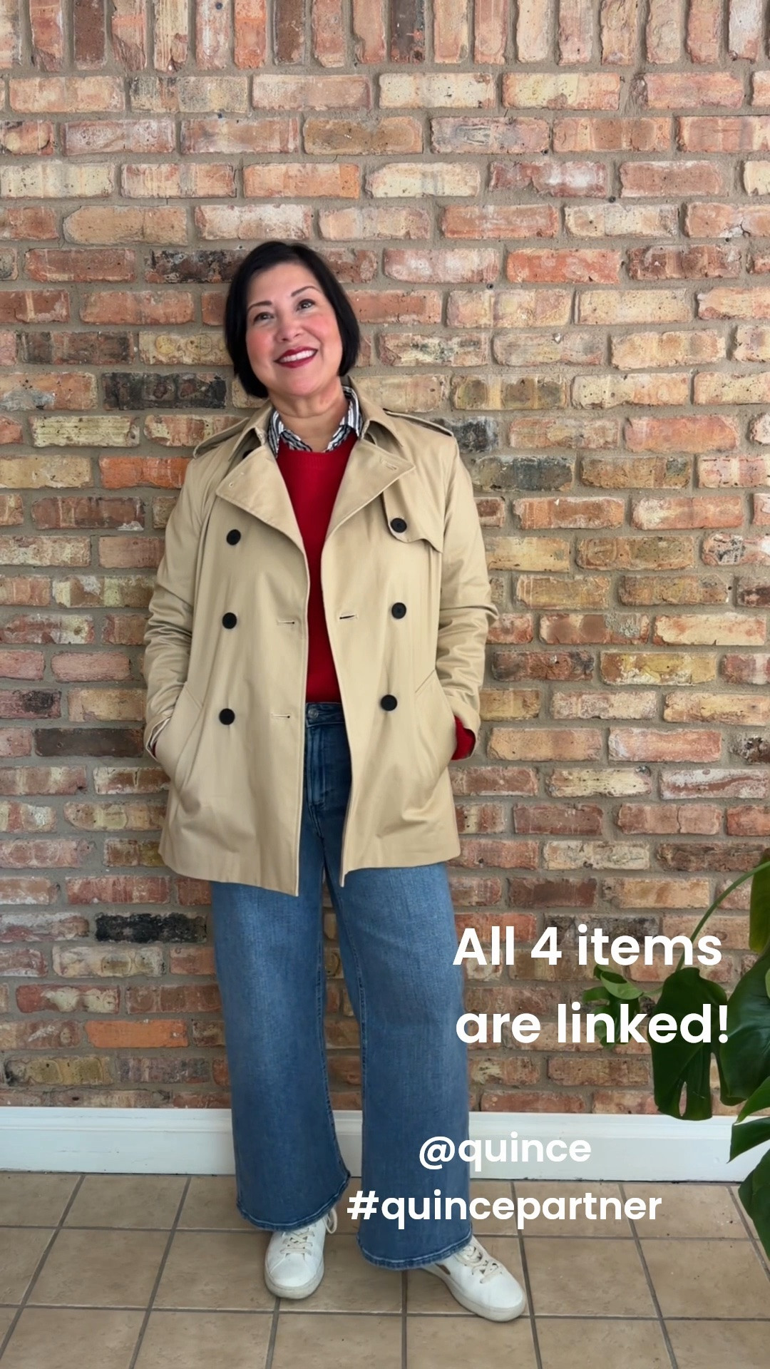 The red sweater changes everything. ❤️

I started with simple fall basics — wide-leg jeans, a striped button-down and a classic trench — but the red cashmere is the piece that completely transforms the looks.
Wear it on its own, layer it over the button-down, tie it around your shoulders or toss it over the trench and suddenly the same outfit feels completely different.
All four Quince pieces are linked here.
@Quince  #QuincePartner
