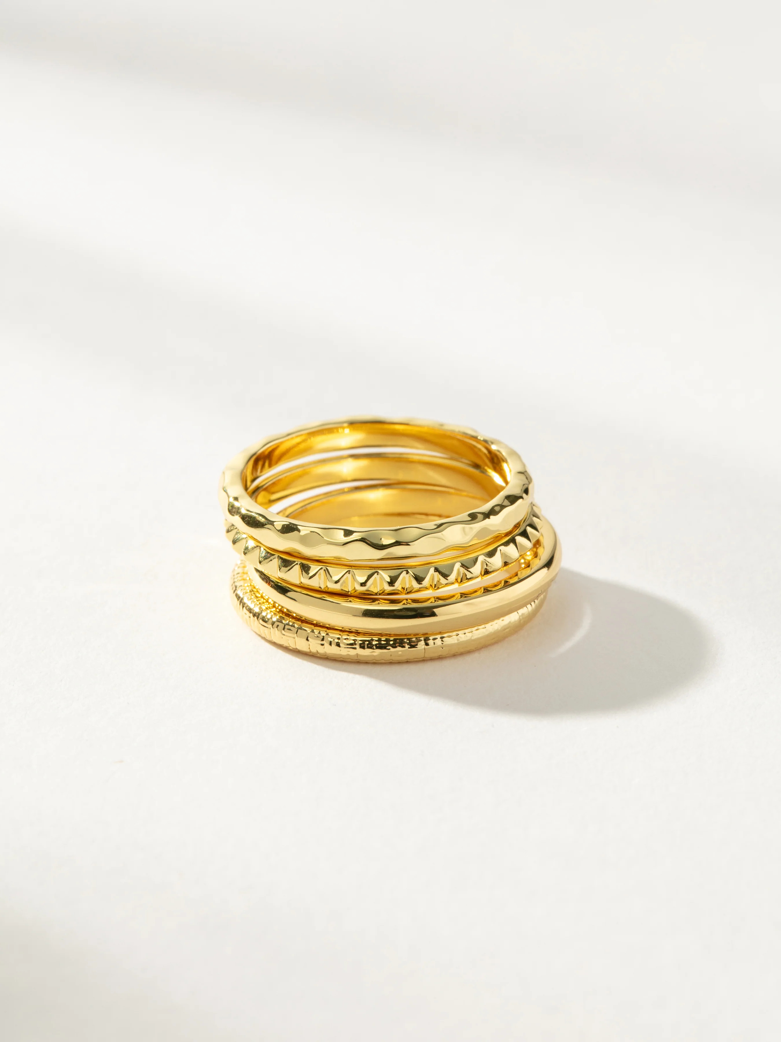 Silver and Gold Textured Ring Stack of Four | Uncommon James | Uncommon James