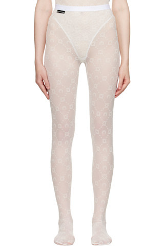 Marine Serre - Off-White Recycled Mesh Flock Tights | SSENSE