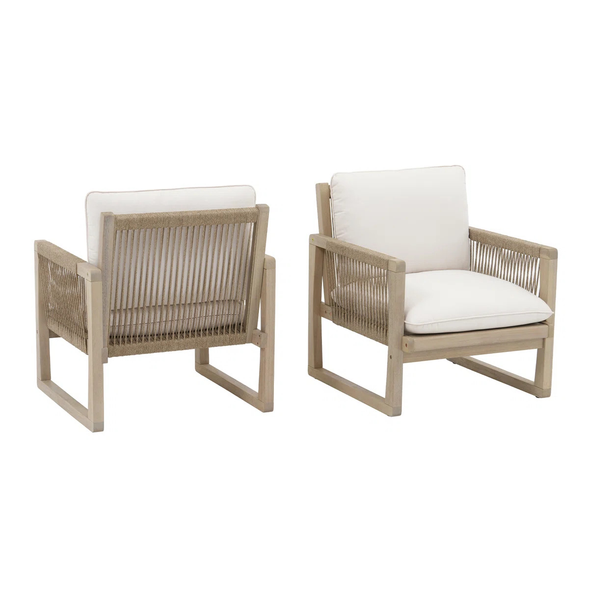 Outdoor 2-piece Acacia Solid Wood Chairs With Cushions | Wayfair North America