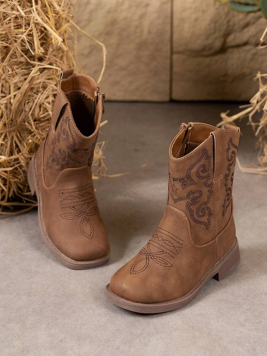 1 Pair Classic Embroidered Fashion All Season Children Boots, Everyday And Vacation Wear, Low Hee... | SHEIN