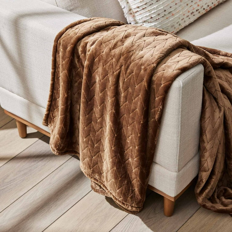 Better Homes & Gardens Textured Velvet Plush Adult Throw, 50” x 72”, Brown Wool | Walmart (US)