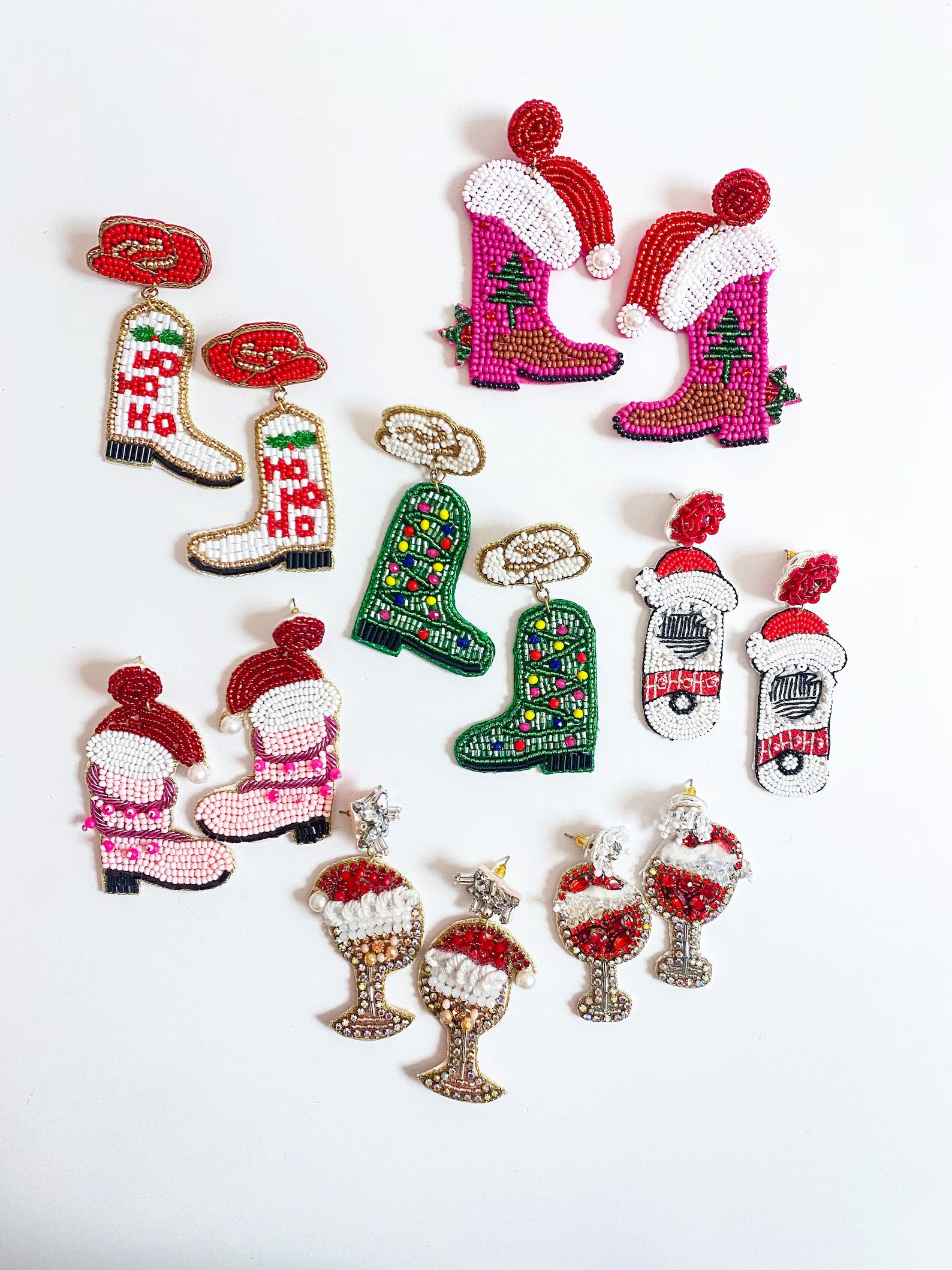 Seasonal Christmas Earrings Beaded Tree Earrings Santa - Etsy | Etsy (US)
