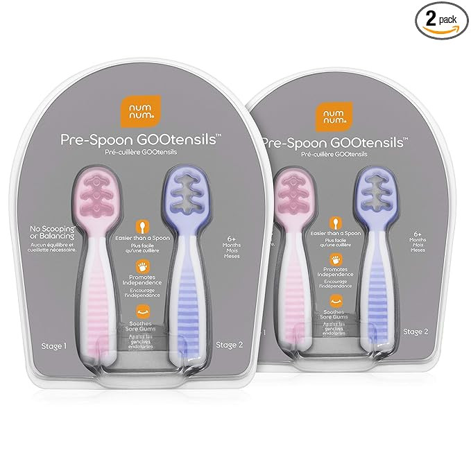 NumNum Pre-Spoon GOOtensils | Baby Spoon Set (Stage 1 + Stage 2) | BPA Free Silicone Self Feeding... | Amazon (US)