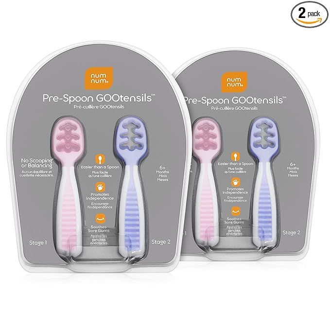 NumNum Pre-Spoon GOOtensils | Baby Spoon Set (Stage 1 + Stage 2) | BPA Free Silicone Self Feeding... | Amazon (US)