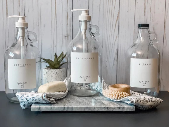 Glass Laundry Bottles  Liquid Laundry Detergent  Softener  | Etsy | Etsy (US)