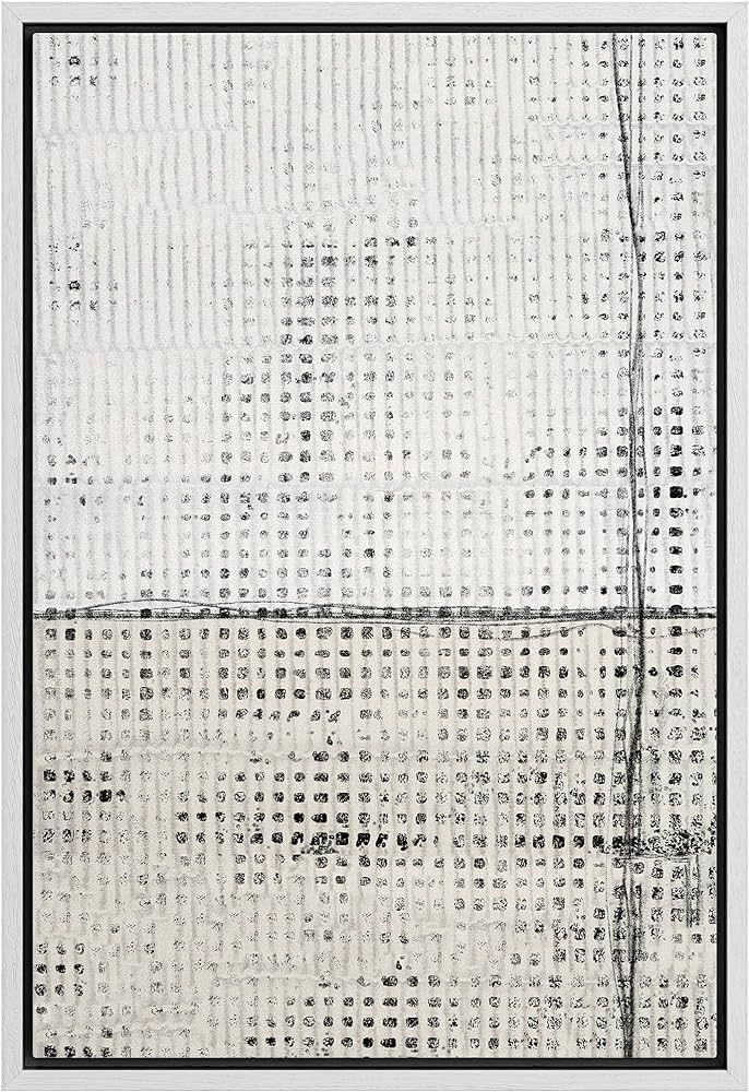 Amazon.com: IDEA4WALL Framed Canvas Print Wall Art Grunge White Tan Geometric Grid Pattern Abstra... | Amazon (US)