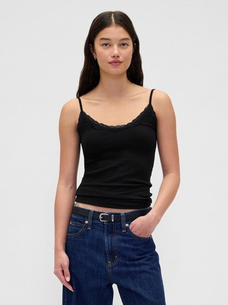 Lace-Trim Pointelle Cami | Gap (US)