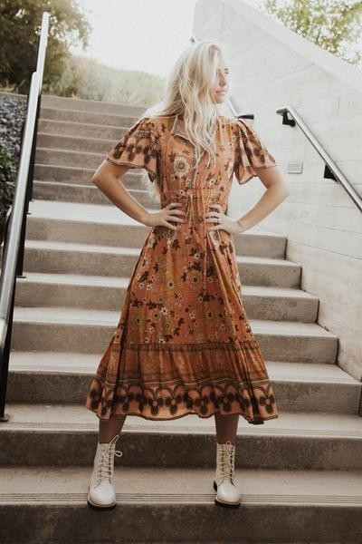 Vintage Border Print Midi Dress | Böhme US