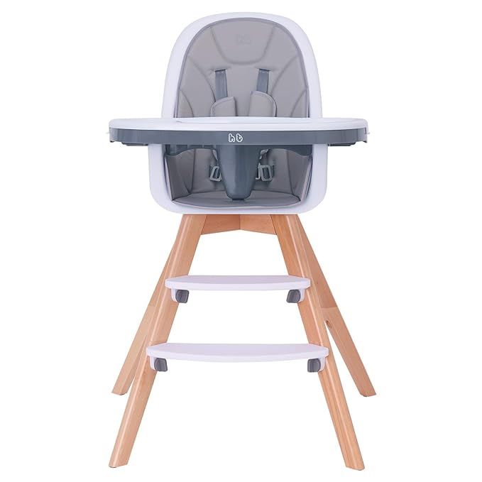 Baby High Chair with Double Removable Tray for Baby/Infants/Toddlers, 3-in-1 Wooden High Chair/Bo... | Amazon (US)