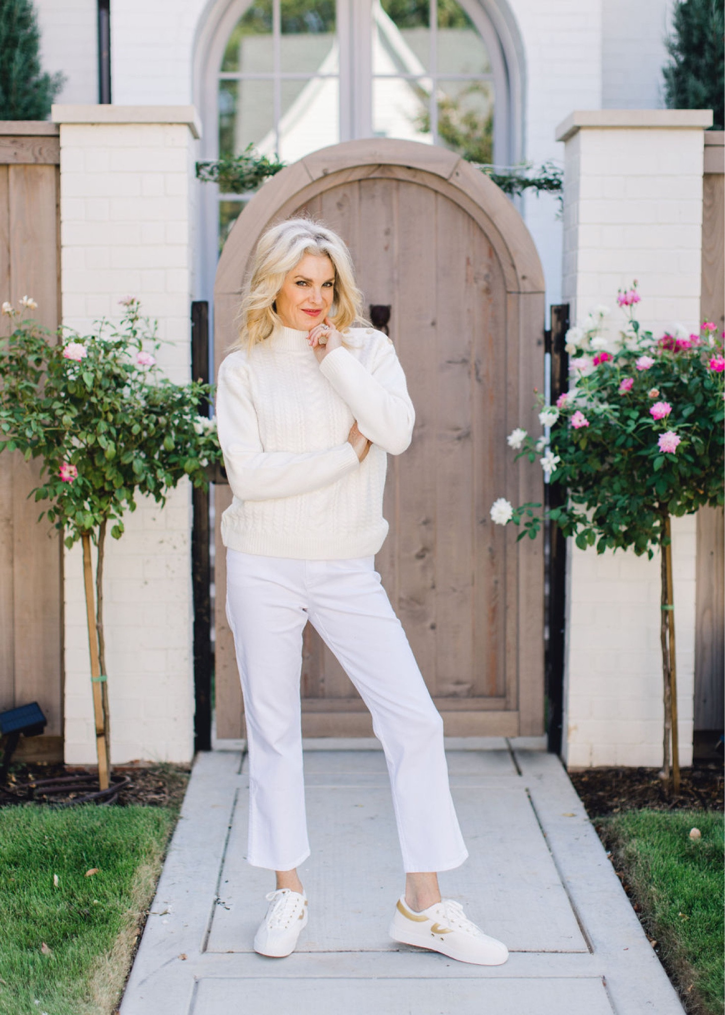 Nothing like an all white monochromatic look. Now on SALE. Size S sweater. Jeans fit TTS

#LTKstyletip #LTKsalealert #LTKunder100