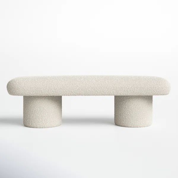 Anston White Boucle Fabric Upholstered Bench | Wayfair North America