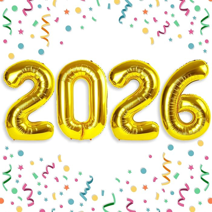 2026 Balloons Gold 2026 Balloon Numbers - 40 Inch Happy New Year Foil Balloons 2026 for New Year ... | Amazon (US)