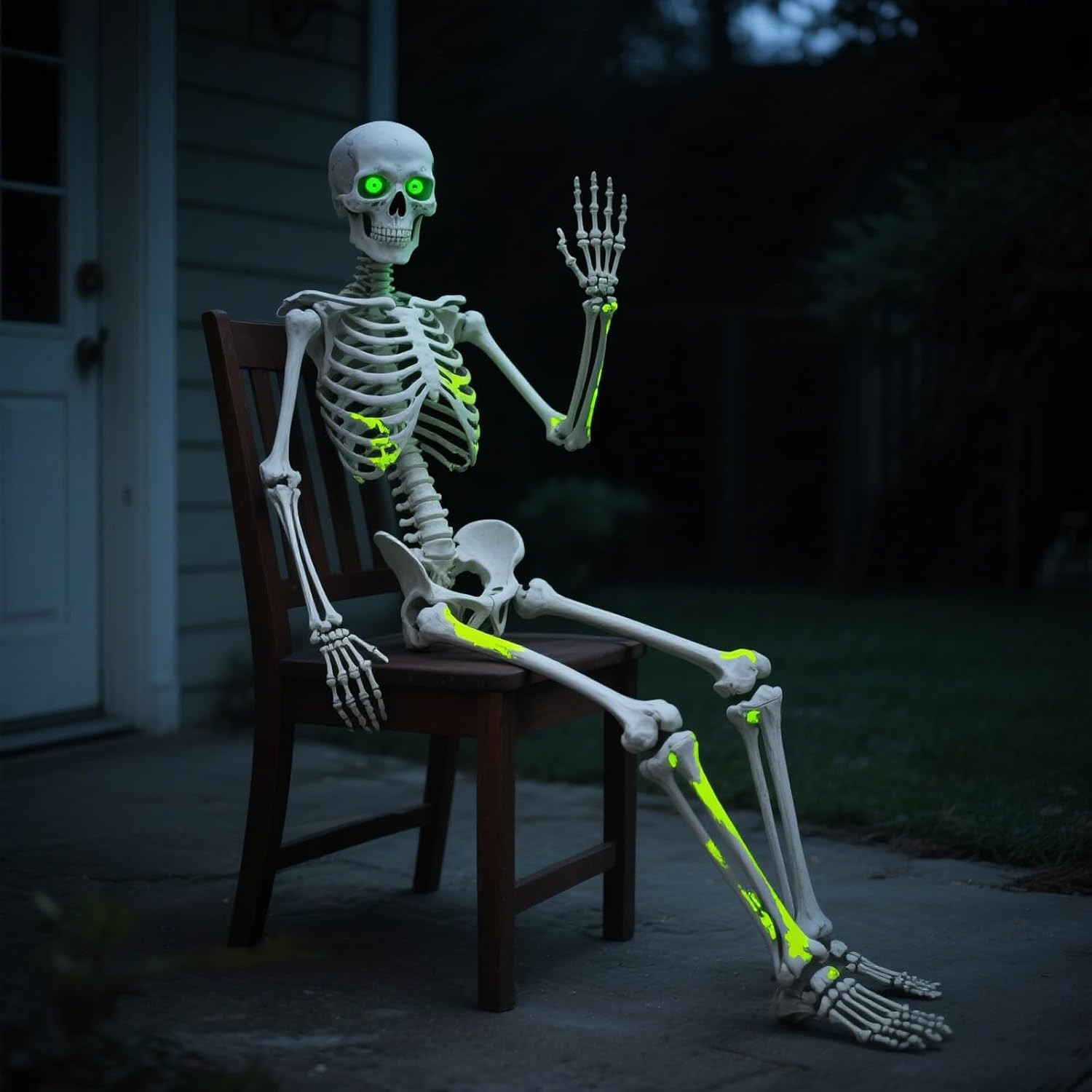 5.4Ft Life Size Halloween Skeleton - Posable with Glowing Eyes & Luminescent Paint, Full Body Life-Like Bones for Indoor Outdoor Halloween Decorations | Amazon (US)