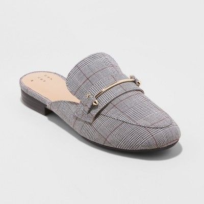 Women's Remy Plaid Backless Loafers - A New Day™ Gray 6 | Target