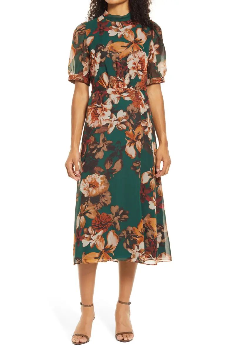 Julia Jordan Floral Short Sleeve Midi Dress | Nordstrom | Nordstrom