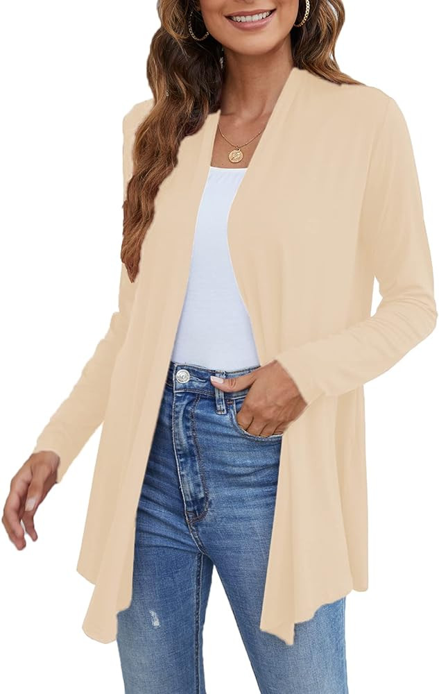 Ladlop Women's Lightweight Open Front Cardigans Long Sleeve Casual Soft Drape Fall Cardigan | Amazon (US)
