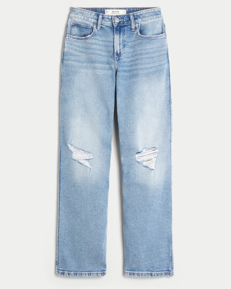 Women's High-Rise Ripped Medium Wash Dad Jeans from Hollister | Hollister (US)