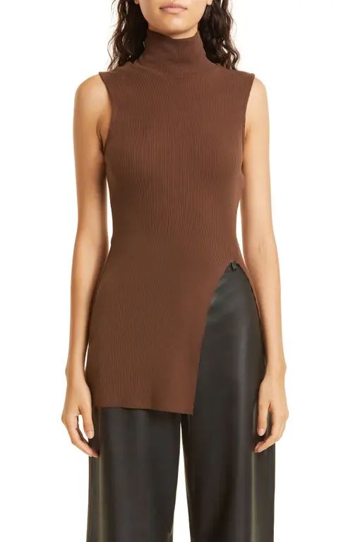 The Range Rib Knit Sleeveless Turtleneck Tunic in Espresso at Nordstrom, Size X-Small | Nordstrom