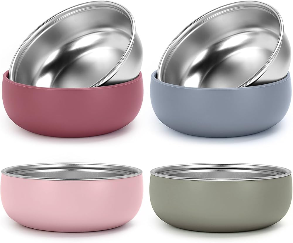 ShineMe 4 pack Baby Bowls, Stainless Steel Bowls for Kids with Removable Colorful Silicone Sleeve... | Amazon (US)