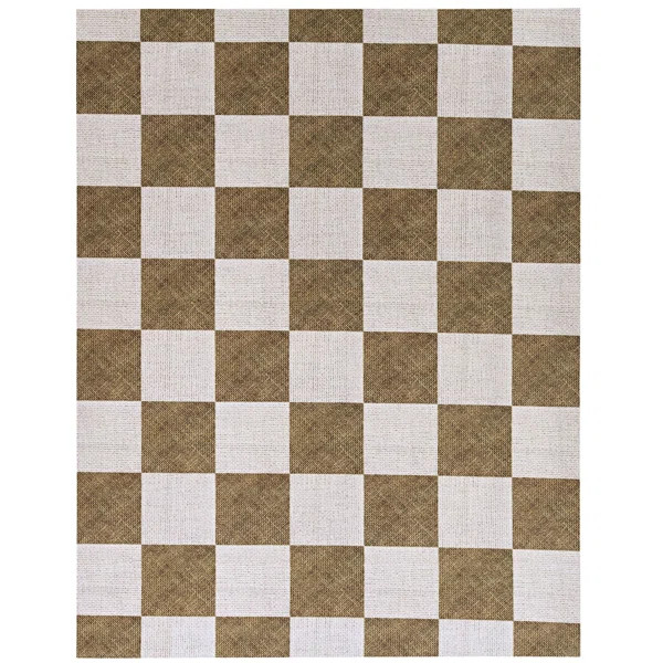 Jemotte Checkered Looped Taupe/White Area Rug | Wayfair North America