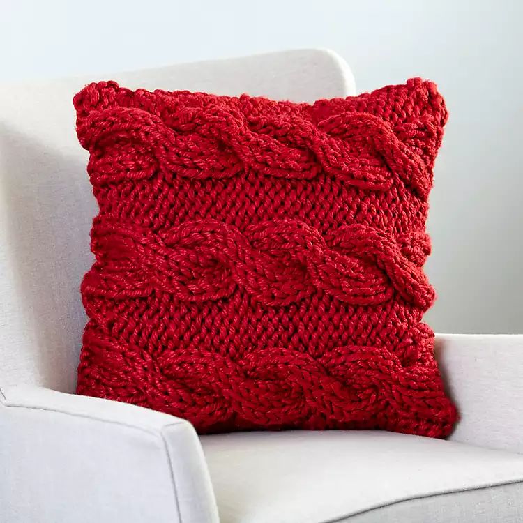 Red Chunky Knit Pillow | Kirkland's Home