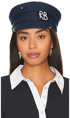 Ruslan Baginskiy Piercing Denim Baker Boy Cap in Blue from Revolve.com | Revolve Clothing (Global)